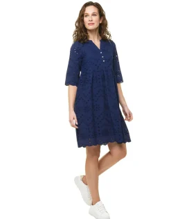 Christine Laure Robes|Robes & Jupes*Robe bleu broderies