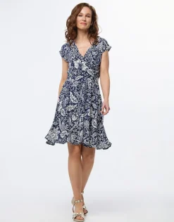 Christine Laure Robes|Robes & Jupes*Robe bleu imprimé fleuri