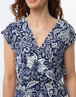 Christine Laure Robes|Robes & Jupes*Robe bleu imprimé fleuri