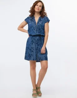 Christine Laure Robes|Robes & Jupes*Robe bleu lyocell