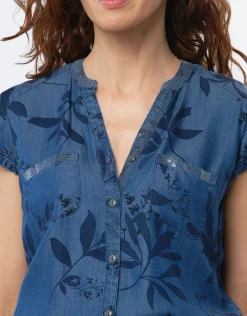 Christine Laure Robes|Robes & Jupes*Robe bleu lyocell