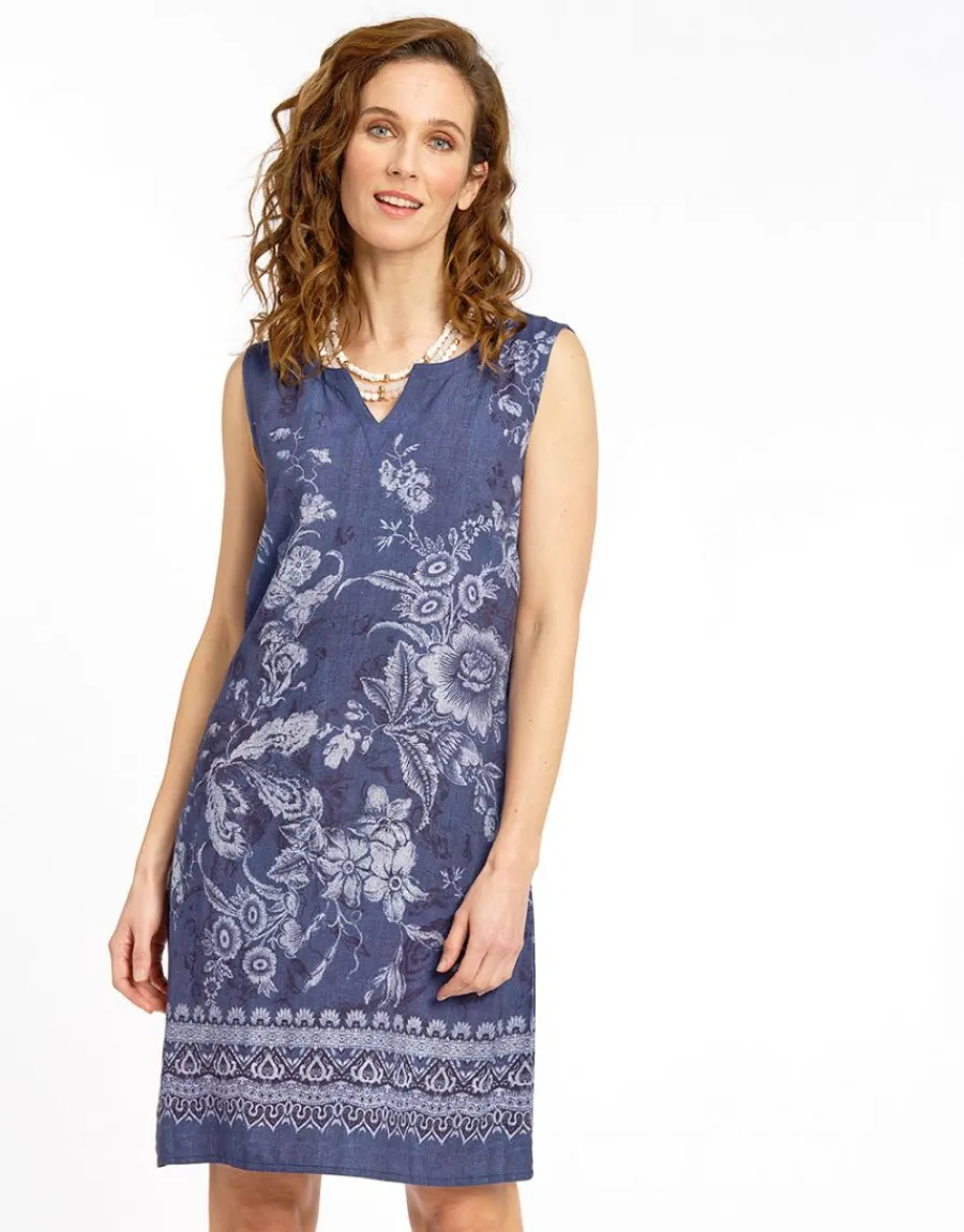 Christine Laure Robes|Robes & Jupes*Robe bleue légère imprimé