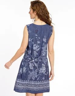 Christine Laure Robes|Robes & Jupes*Robe bleue légère imprimé