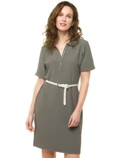 Christine Laure Robes|Robes & Jupes*Robe chemisier vert kaki