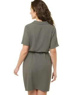 Christine Laure Robes|Robes & Jupes*Robe chemisier vert kaki