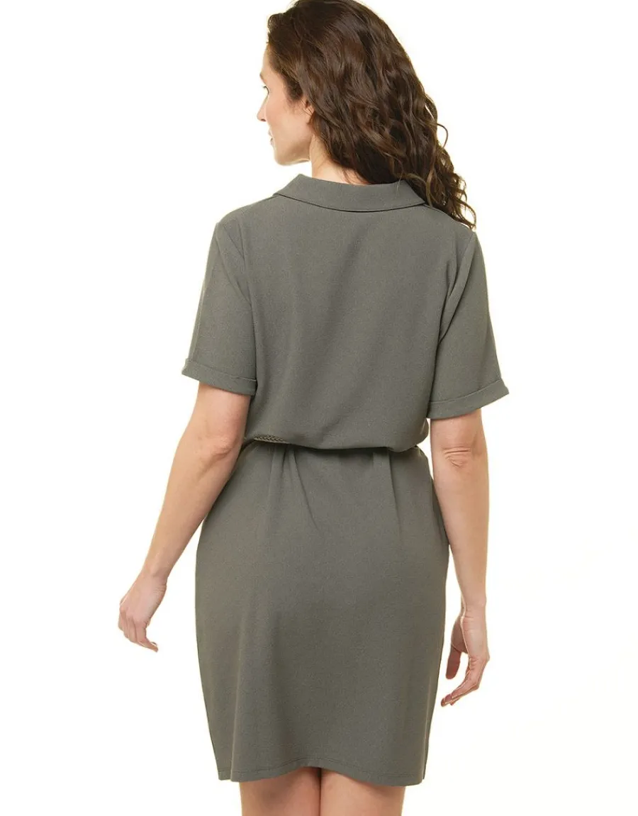 Christine Laure Robes|Robes & Jupes*Robe chemisier vert kaki