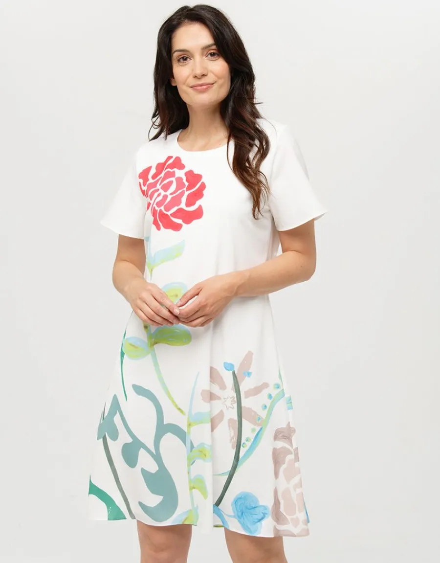 Christine Laure Robes|Robes & Jupes*Robe chic écru imprimée