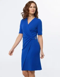 Christine Laure Robes|Robes & Jupes*Robe chic drapée bleu