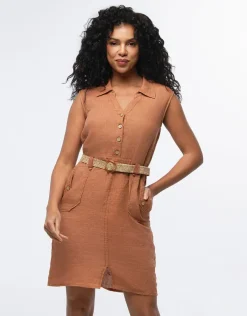 Christine Laure Robes|Robes & Jupes*Robe en lin marron