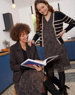 Christine Laure Robes|Robes & Jupes*Robe fluide plissée noire