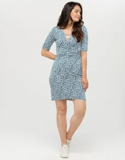 Christine Laure Robes|Robes & Jupes*Robe jersey bleue fleurie