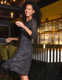 Christine Laure Robes|Robes & Jupes*Robe noir dentelle irisé