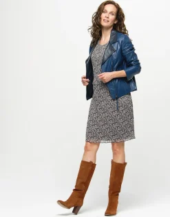 Christine Laure Robes|Robes & Jupes*Robe plissée beige noir