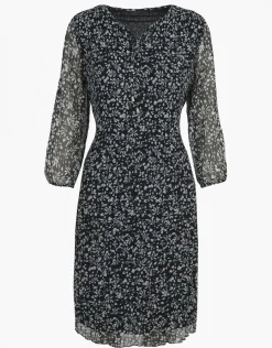 Christine Laure Robes|Robes & Jupes*Robe plissée fleurs noir