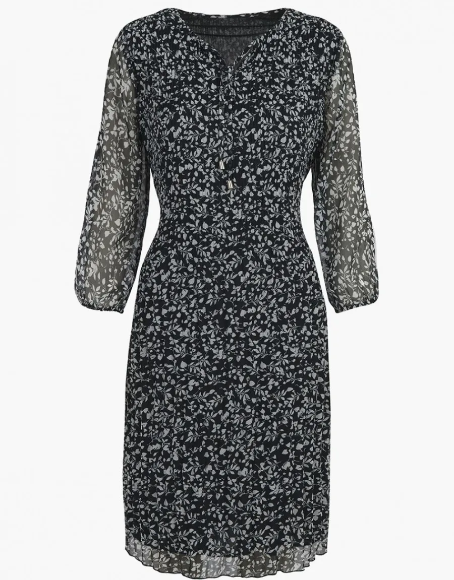 Christine Laure Robes|Robes & Jupes*Robe plissée fleurs noir