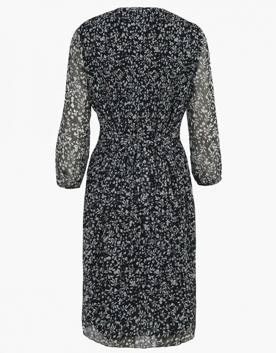 Christine Laure Robes|Robes & Jupes*Robe plissée fleurs noir