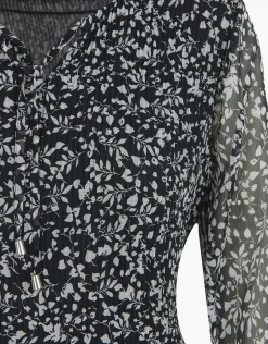 Christine Laure Robes|Robes & Jupes*Robe plissée fleurs noir