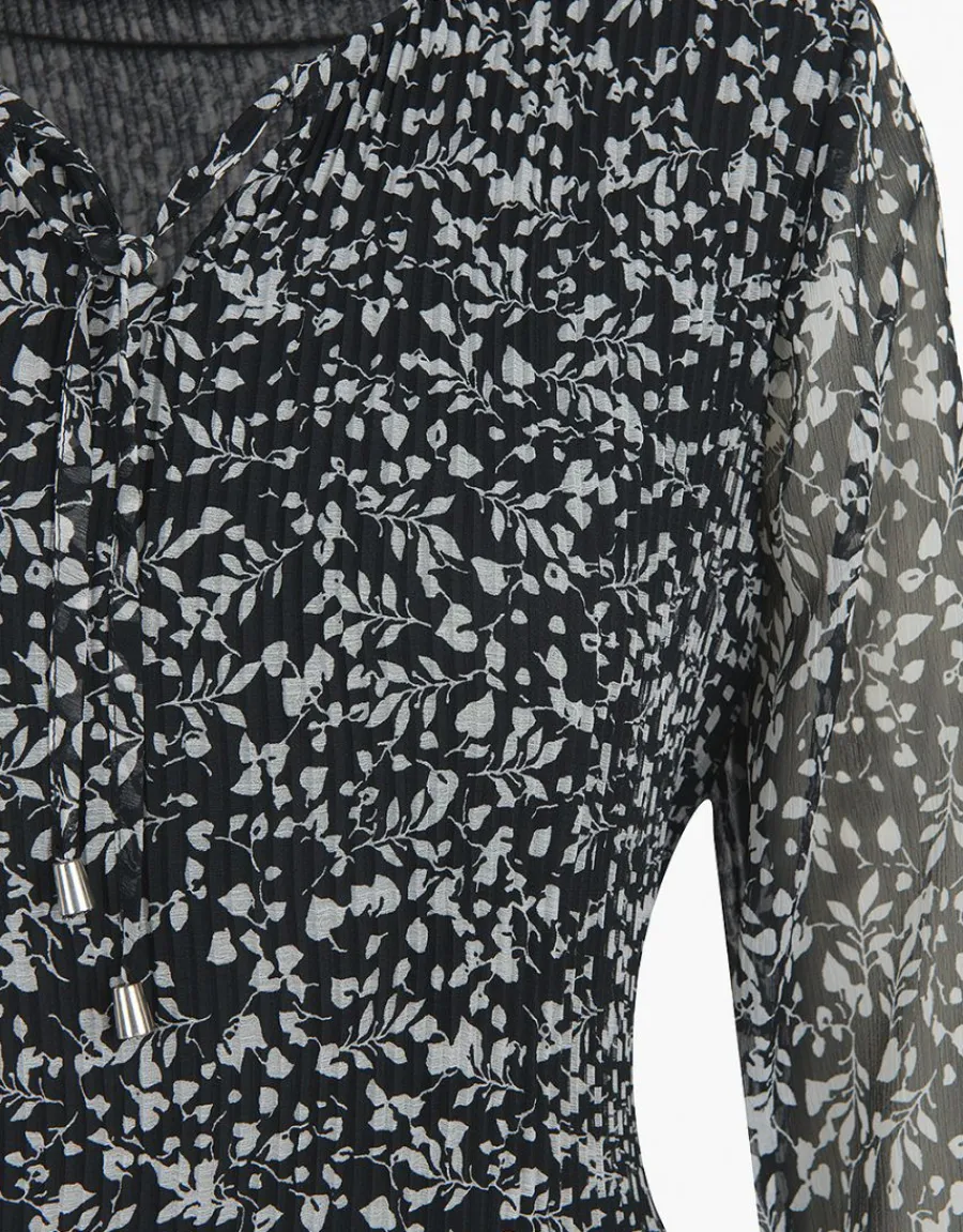 Christine Laure Robes|Robes & Jupes*Robe plissée fleurs noir