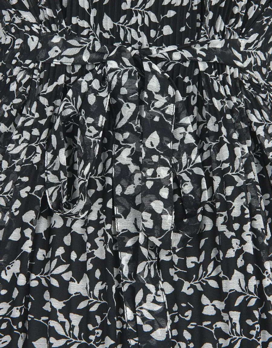 Christine Laure Robes|Robes & Jupes*Robe plissée fleurs noir