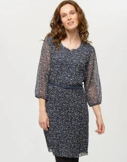 Christine Laure Robes|Robes & Jupes*Robe plissée marine voile