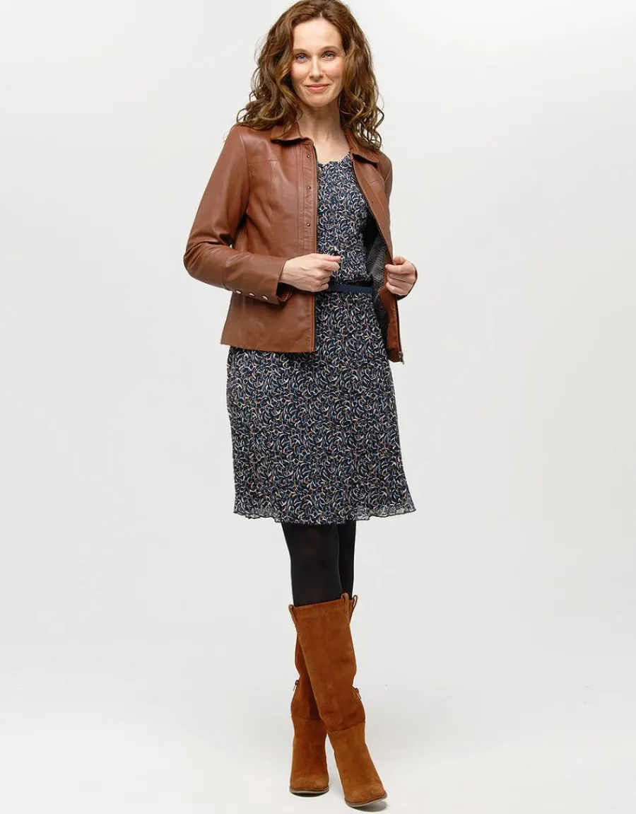 Christine Laure Robes|Robes & Jupes*Robe plissée marine voile