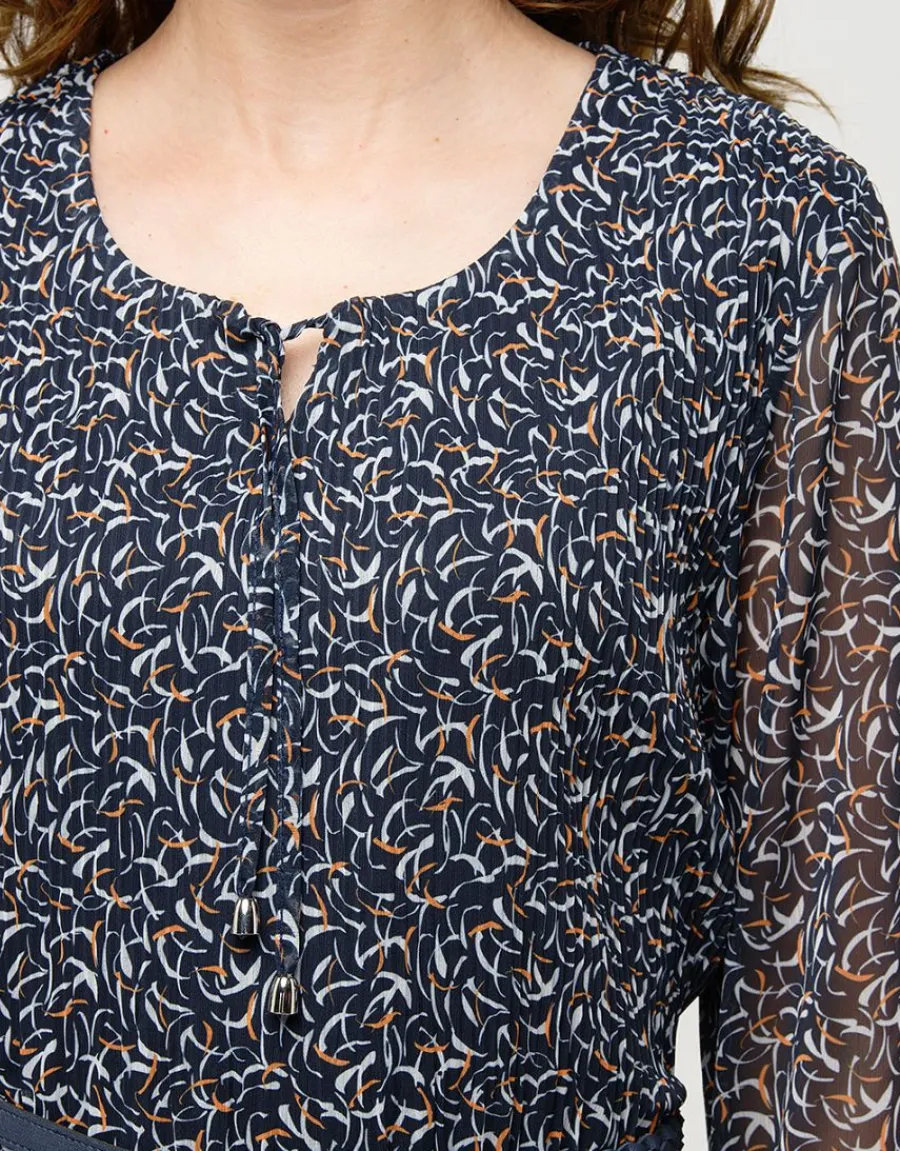 Christine Laure Robes|Robes & Jupes*Robe plissée marine voile