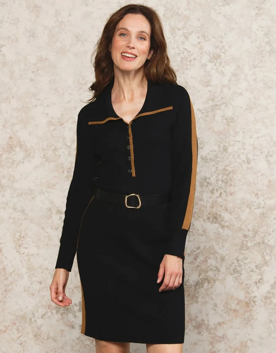 Christine Laure Robes|Robes & Jupes*Robe pull noire ceinturée