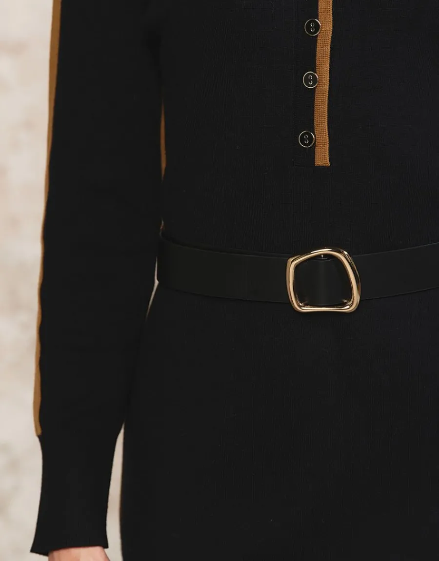 Christine Laure Robes|Robes & Jupes*Robe pull noire ceinturée