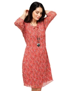 Christine Laure Robes|Robes & Jupes*Robe rouge fin plissé