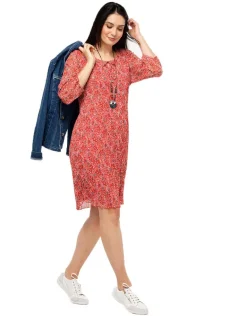 Christine Laure Robes|Robes & Jupes*Robe rouge fin plissé