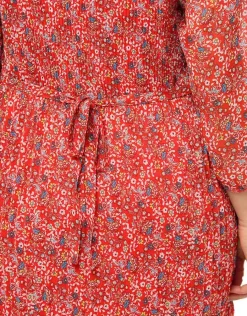 Christine Laure Robes|Robes & Jupes*Robe rouge fin plissé