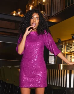 Christine Laure Robes|Robes & Jupes*Robe sequins fuchsia