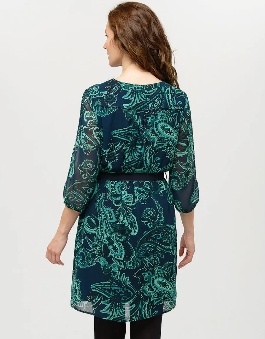 Christine Laure Robes|Robes & Jupes*Robe verte voile à motif