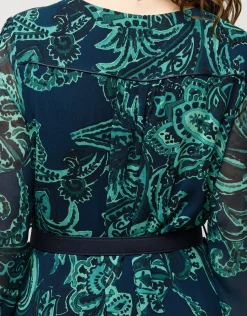 Christine Laure Robes|Robes & Jupes*Robe verte voile à motif