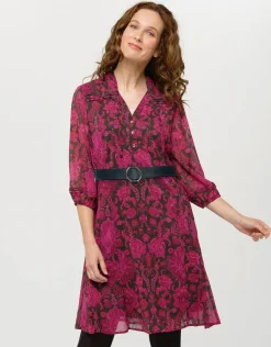 Christine Laure Robes|Robes & Jupes*Robe voile motif fuchsia