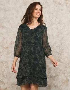 Christine Laure Robes|Robes & Jupes*Robe voile motif kaki