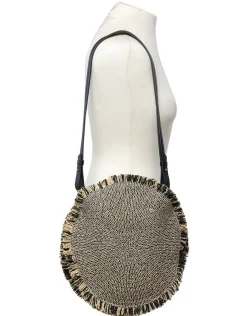 Christine Laure Maroquinerie|Accessoires*Sac rond paille noir