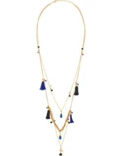 Christine Laure Accessoires*Sautoir à pompons bleus