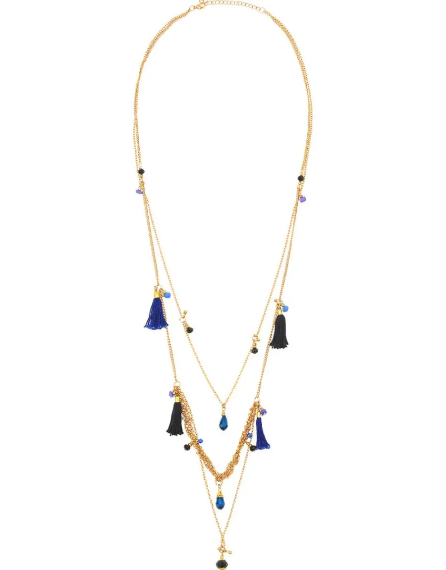 Christine Laure Accessoires*Sautoir à pompons bleus