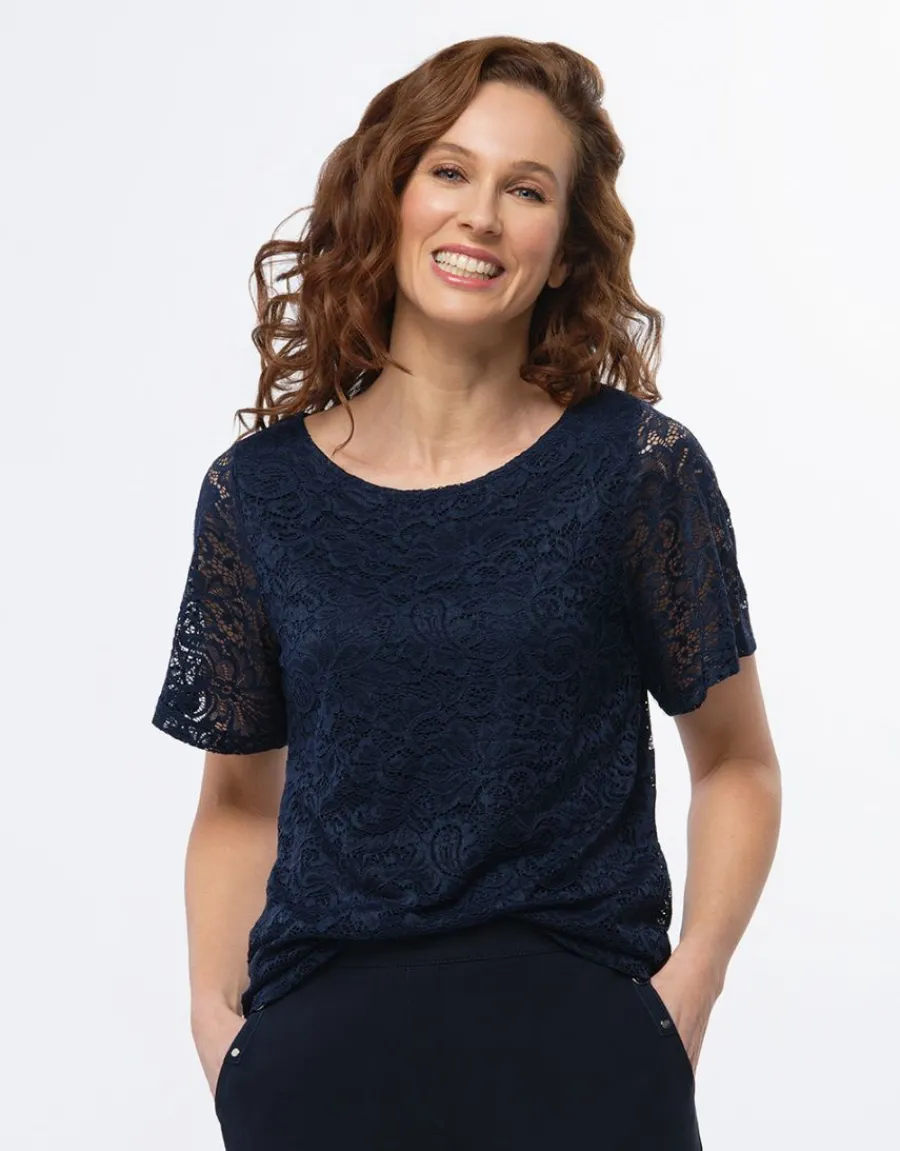 Christine Laure Chemisiers & Blouses|Hauts*Top dentelle chic marine