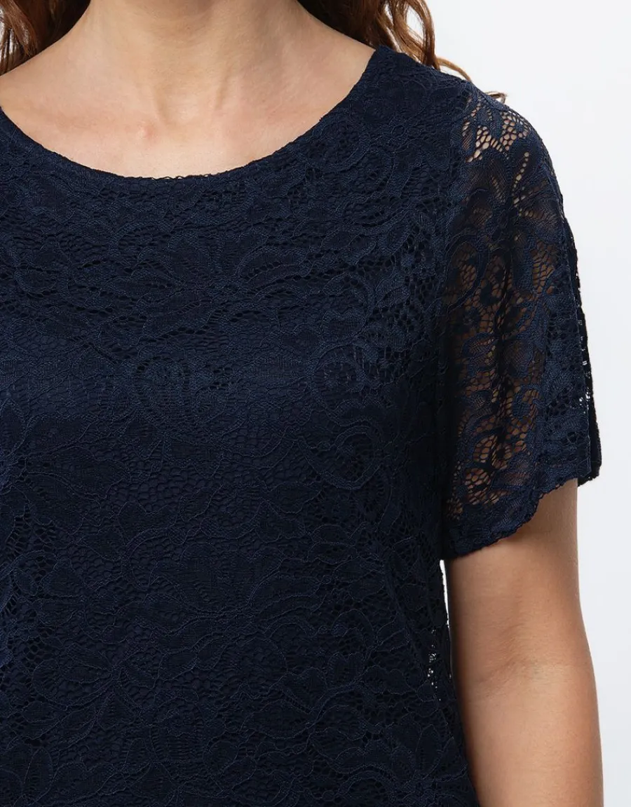 Christine Laure Chemisiers & Blouses|Hauts*Top dentelle chic marine