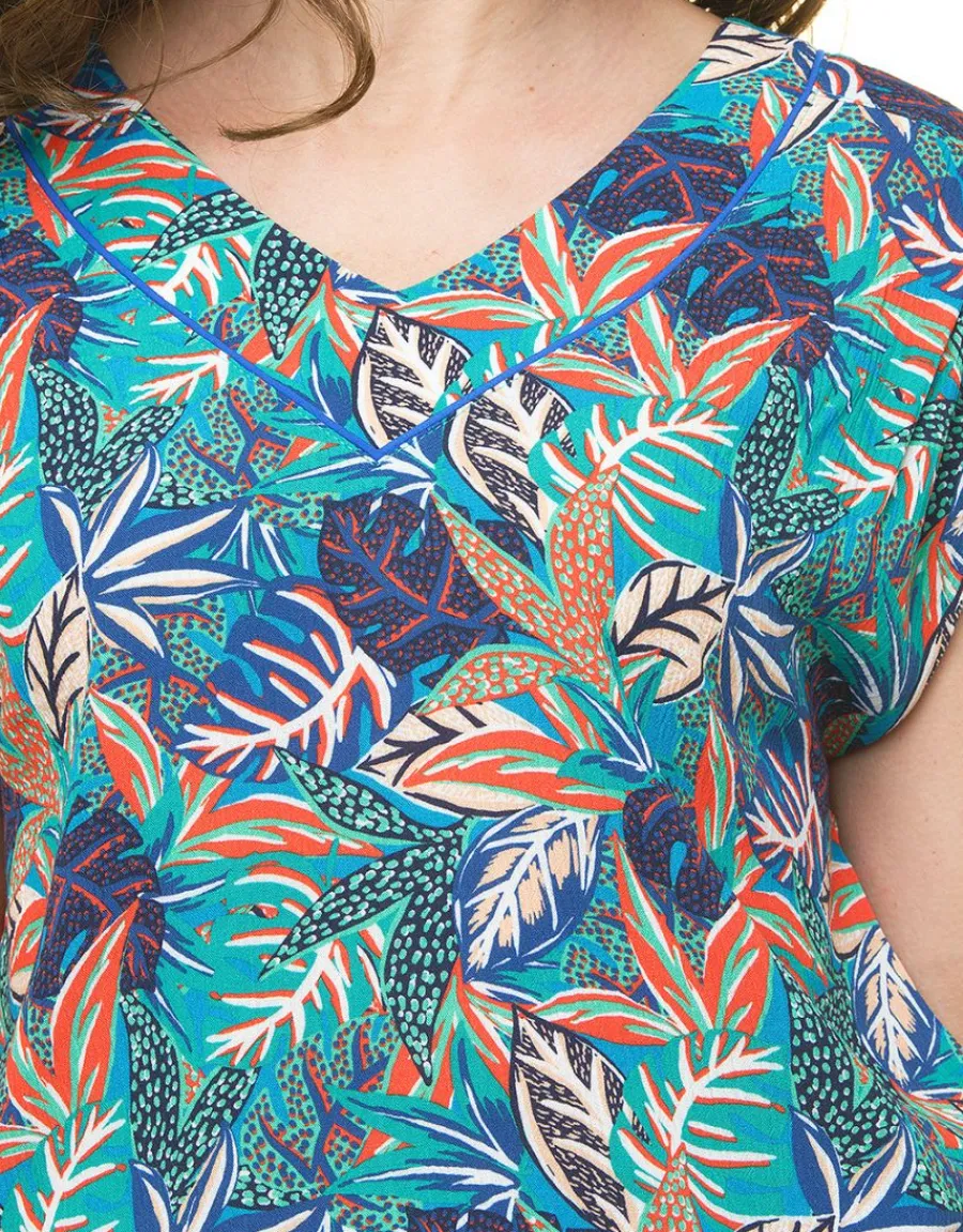 Christine Laure Chemisiers & Blouses|Hauts*Top feuillage bleu