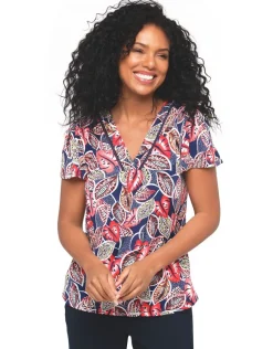 Christine Laure T-shirts|Hauts*Top feuillages col V