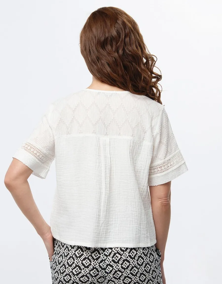 Christine Laure Chemisiers & Blouses|Hauts*Top gaze de coton blanc