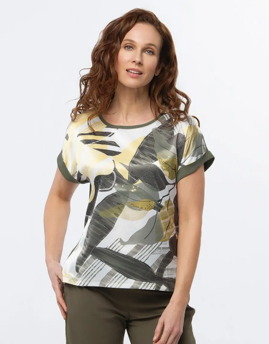 Christine Laure T-shirts|Hauts*T-shirt bi-matière motif