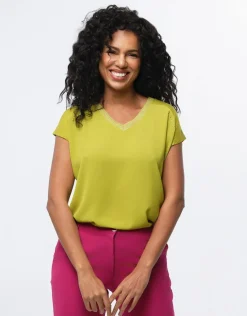 Christine Laure T-shirts|Hauts*T-shirt bi-matière vert