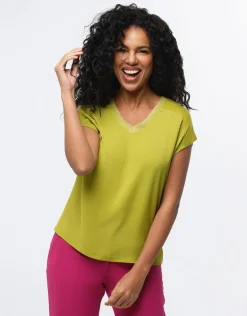 Christine Laure T-shirts|Hauts*T-shirt bi-matière vert