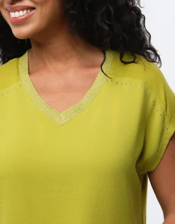 Christine Laure T-shirts|Hauts*T-shirt bi-matière vert