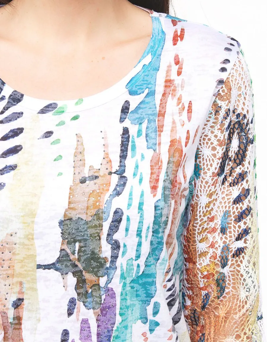 Christine Laure T-shirts|Hauts*T-shirt blanc en dévoré