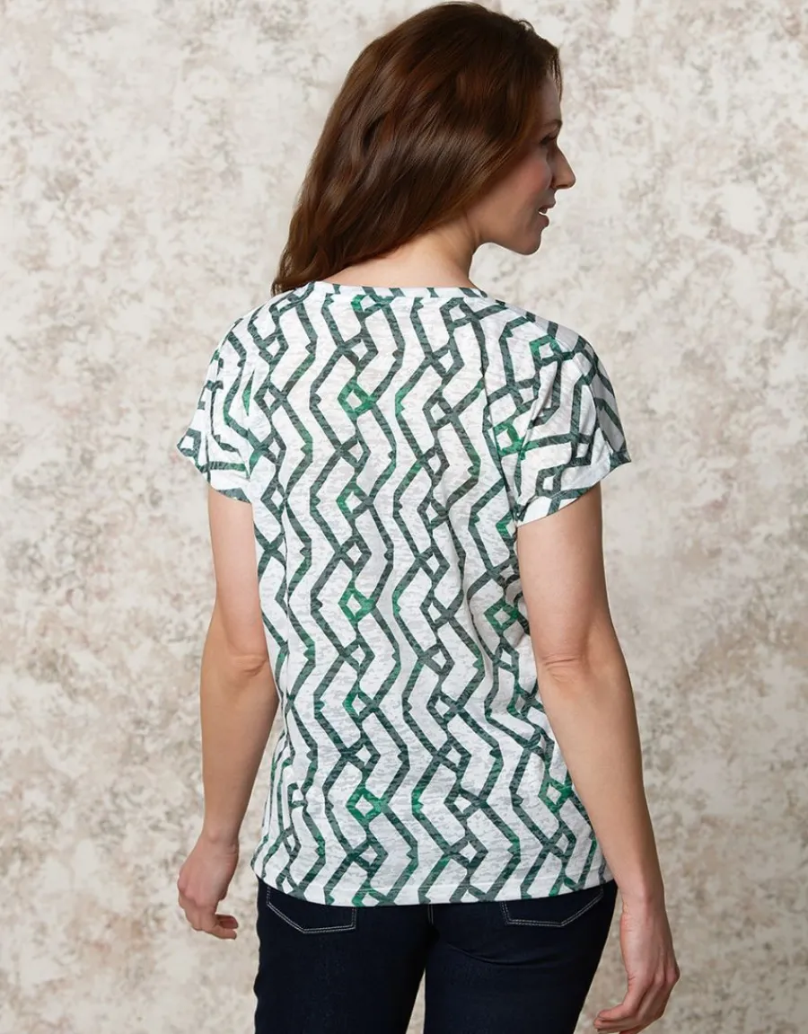 Christine Laure T-shirts|Hauts*T-shirt blanc motif vert